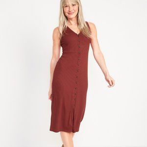 Old Navy Sleeveless Ribbed Button-Front Midi Dress